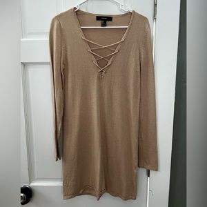Forever 21 tan long sleeve sweater dress small